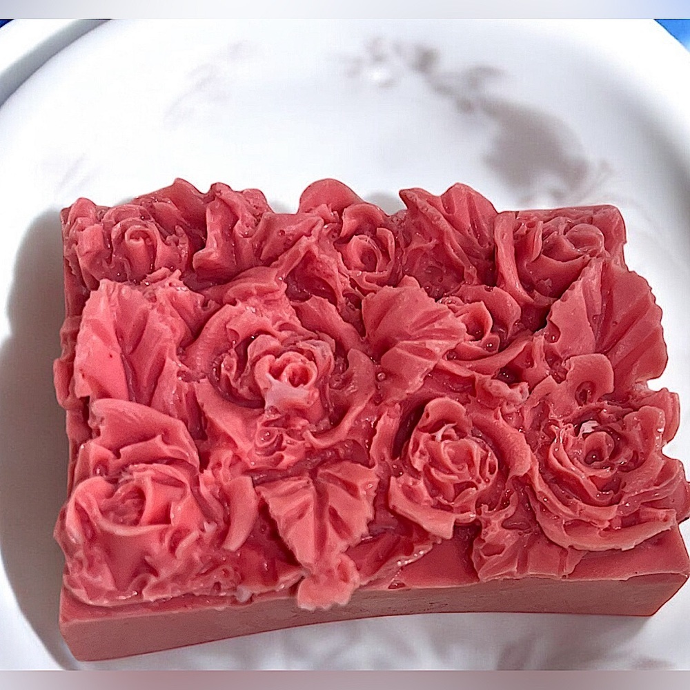 Cherry watermelon 3D roses handmade soap 2x3 inch 4oz donkey milk & shea butter